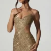 Sayzel Minikleid mit Cut-outs und Verzierungen in Gold