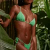 Seersucker-Triangel-Bikinioberteil in Seafoam-Grün Seersucker-Triangel-Bikinioberteil in Seafoam-Grün
