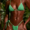 Seersucker-Triangel-Bikinioberteil in Seafoam-Grün Seersucker-Triangel-Bikinioberteil in Seafoam-Grün