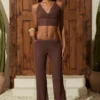 Selara Mid-Rise Flared Trousers in Bronze Selara Mid-Rise Flared Trousers in Bronze