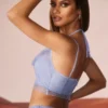 Selena verziertes Korsett mit Wasserfallausschnitt in Blau