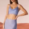 Selena verziertes Korsett mit Wasserfallausschnitt in Blau