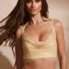 Selena verziertes Korsett mit Wasserfallausschnitt in Gold