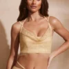 Selena verziertes Korsett mit Wasserfallausschnitt in Gold