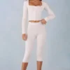 Selene Strick-Caprihose mit mittlerer Leibhöhe in Elfenbein Selene Strick-Caprihose mit mittlerer Leibhöhe in Elfenbein