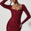 Sephina Minikleid mit Herzausschnitt und Verzierungen in Rot