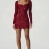 Sephina Minikleid mit Herzausschnitt und Verzierungen in Rot