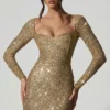Sephina Minikleid mit verziertem Herzausschnitt in Gold