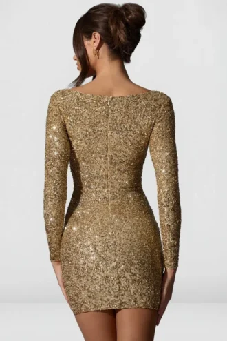 Sephina Minikleid mit verziertem Herzausschnitt in Gold