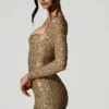 Sephina Minikleid mit verziertem Herzausschnitt in Gold