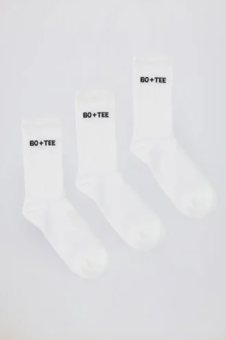 Set gerippter Crew-Socken in Weiß