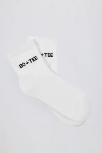 Set gerippter Crew-Socken in Weiß