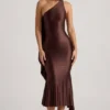 Shaya Midaxi-Kleid mit asymmetrischem Schaldetail in Schokoladenbraun