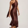 Shaya Midaxi-Kleid mit asymmetrischem Schaldetail in Schokoladenbraun