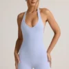 Shelly Modal-Playsuit mit geripptem Rückenausschnitt in Hellblau