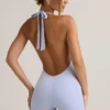 Shelly Modal-Playsuit mit geripptem Rückenausschnitt in Hellblau