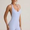 Shelly Modal-Playsuit mit geripptem Rückenausschnitt in Hellblau