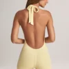 Shelly Modal-Playsuit mit geripptem Rückenausschnitt in Lemon Sherbet