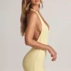 Shelly Modal-Playsuit mit geripptem Rückenausschnitt in Lemon Sherbet