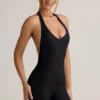 Shelly Modal-Playsuit mit geripptem Rückenausschnitt in Schwarz Shelly Modal-Playsuit mit geripptem Rückenausschnitt in Schwarz