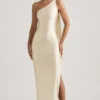 Sheril Asymmetrisches Maxikleid mit Schaldetail in Elfenbein