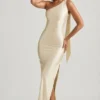 Sheril Asymmetrisches Maxikleid mit Schaldetail in Elfenbein