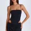 Shiloh Drapiertes Cut-Out-Minikleid in Schwarz