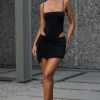 Shiloh Drapiertes Cut-Out-Minikleid in Schwarz