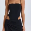 Shiloh Drapiertes Cut-Out-Minikleid in Schwarz