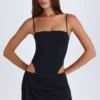 Shiloh Drapiertes Cut-Out-Minikleid in Schwarz