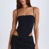 Shiloh Drapiertes Cut-Out-Minikleid in Schwarz