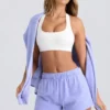 Shorts mit mittlerer Leibhöhe in Periwinkle