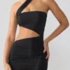 Shyla Slinky Jersey Rüschen-Cut-Out-Minikleid in Schwarz Shyla Slinky Jersey Rüschen-Cut-Out-Minikleid in Schwarz