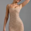Sindre verziertes Minikleid mit quadratischem Ausschnitt in Mandel Sindre verziertes Minikleid mit quadratischem Ausschnitt in Mandel