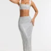 Siona Maxirock mit Verzierungen und mittlerer Leibhöhe in Silber Siona Maxirock mit Verzierungen und mittlerer Leibhöhe in Silber