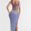 Siona Verzierter Maxirock mit mittlerer Leibhöhe in Blau Siona Verzierter Maxirock mit mittlerer Leibhöhe in Blau
