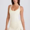 Skort aus geripptem Strick mit Bindeband in Creme