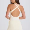 Skort aus geripptem Strick mit Bindeband in Creme