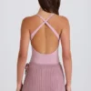 Skort aus geripptem Strick mit Bindeband in Mauve