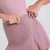 Skort aus geripptem Strick mit Bindeband in Mauve