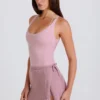 Skort aus geripptem Strick mit Bindeband in Mauve