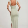 Sloane Maxikleid mit hohem Schlitz und tiefem Ausschnitt in Salbei Sloane Maxikleid mit hohem Schlitz und tiefem Ausschnitt in Salbei