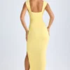 Sloane Modal-Maxikleid mit tiefem Ausschnitt und Schlitz am Oberschenkel in Lemon Sherbet Sloane Modal-Maxikleid mit tiefem Ausschnitt und Schlitz am Oberschenkel in Lemon Sherbet