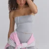 Soft Active Bandeau-Oberteil mit Kontrastbesatz in Meliertem Grau Soft Active Bandeau-Oberteil mit Kontrastbesatz in Meliertem Grau