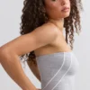 Soft Active Bandeau-Oberteil mit Kontrastbesatz in Meliertem Grau Soft Active Bandeau-Oberteil mit Kontrastbesatz in Meliertem Grau
