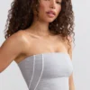 Soft Active Bandeau-Oberteil mit Kontrastbesatz in Meliertem Grau Soft Active Bandeau-Oberteil mit Kontrastbesatz in Meliertem Grau