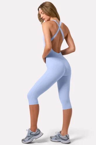 Soft Active Capri Jumpsuit in Sky Soft Active Capri Jumpsuit in Sky
