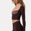 Soft Active Crop-Top mit gedrehtem Vorderteil in Espresso Soft Active Crop-Top mit gedrehtem Vorderteil in Espresso