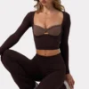 Soft Active Rüschen-Hose mit ausgestelltem Bein in Espresso Soft Active Rüschen-Hose mit ausgestelltem Bein in Espresso
