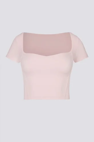 Soft Active Crop-Top mit Herzausschnitt in Ballettrosa